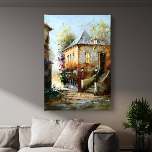 Canvas Wall Art - Oil Painted Old House
