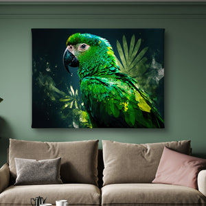 Canvas Wall Poster -  Green Parrot Bird