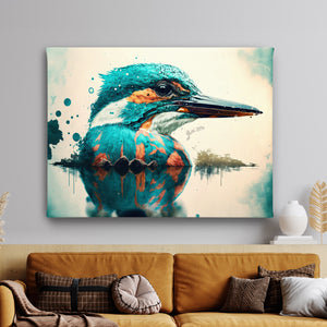 Canvas Wall Poster -  Abstract Turquoise Bird