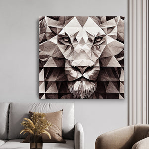 Canvas Wall Poster -  Lion with geometry
