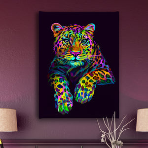 Canvas Wall Poster -  Neon Leopard