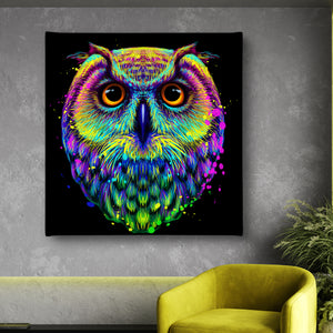 Canvas Wall Poster -  Abstract Neon Owl