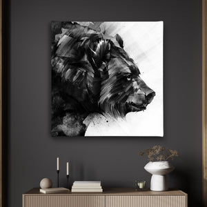 Canvas Wall Poster -  Black & White Bear Animal