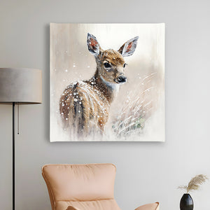 Canvas Wall Poster -  Watercolor Snowy Deer