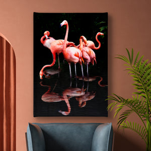 Canvas Wall Poster -  Flamingo Birds