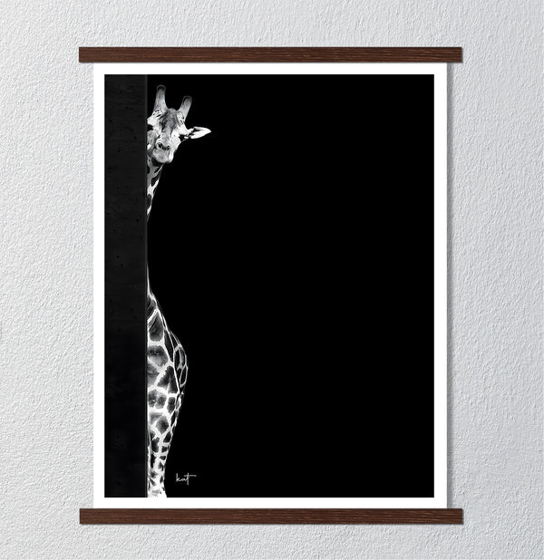 Canvas Wall Art, Black & White Giraffe, Wall Poster