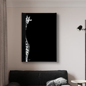 Canvas Wall Poster -  Black & White Giraffe