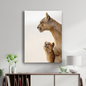 Canvas Wall Poster -  Lion Mom & Child