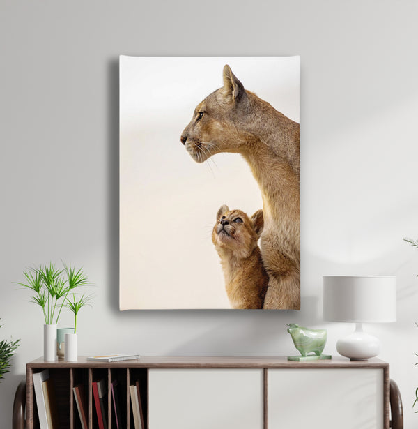 Canvas Wall Poster -  Lion Mom & Child
