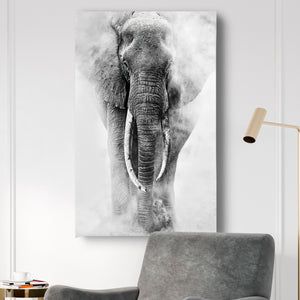 Canvas Wall Poster -  Black & White Elephant