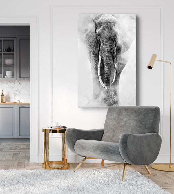 Canvas Wall Art, Black & White Elephant, Wall Poster