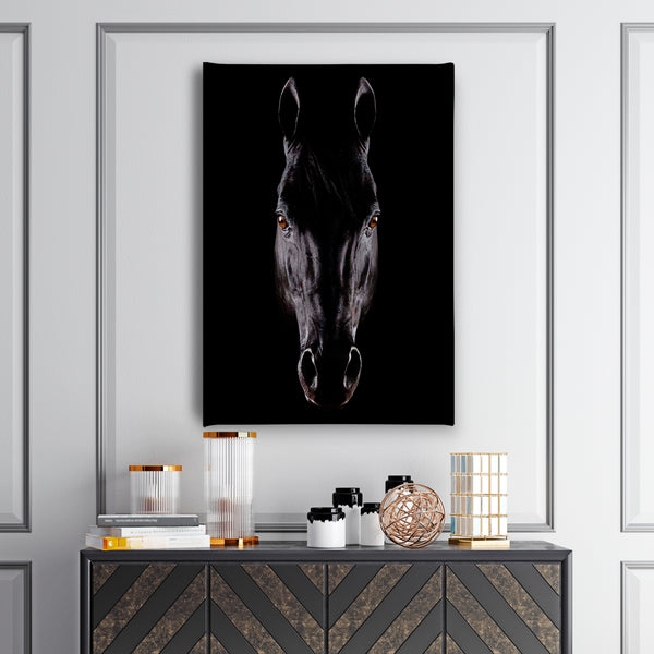 Canvas Wall Art, Black Gorgeous Horse, Wall Poster