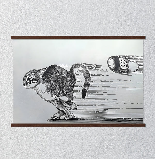 Canvas Wall Art, Running Cat, Wall Poster