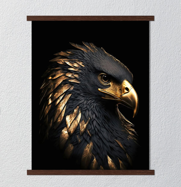 Canvas Wall Art, Black & Gold Eagle, Wall Poster