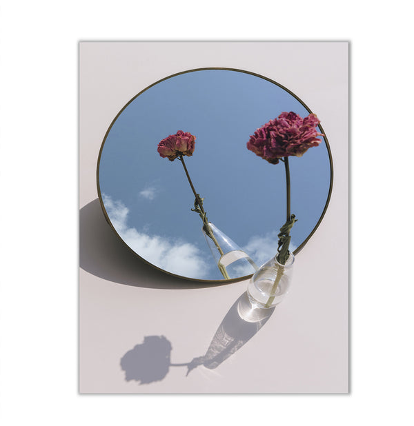Canvas Wall Art, Pink Flower in Mirror, Wall Poster