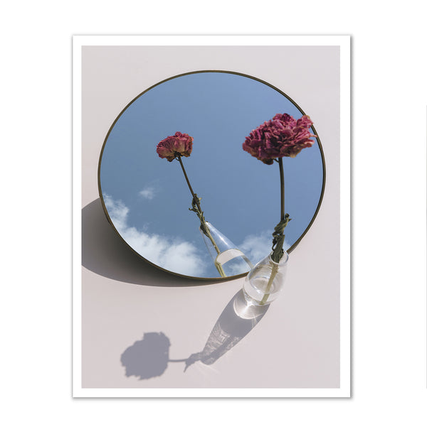 Canvas Wall Art, Pink Flower in Mirror, Wall Poster