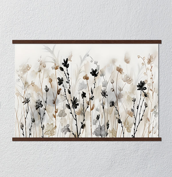 Canvas Wall Art, Grey Wildflowers, Wall Poster
