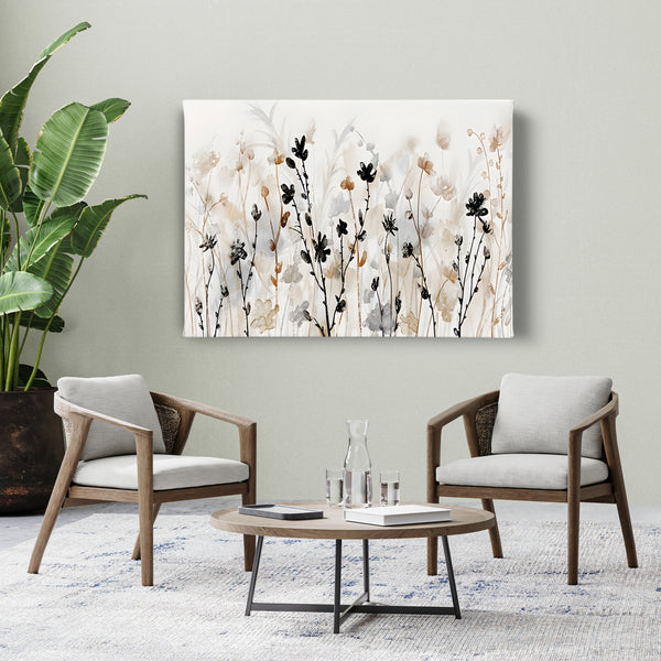 Canvas Wall Art, Grey Wildflowers, Wall Poster
