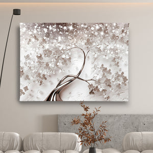 Canvas Wall Art  -  Silver Flower Tree & Gems