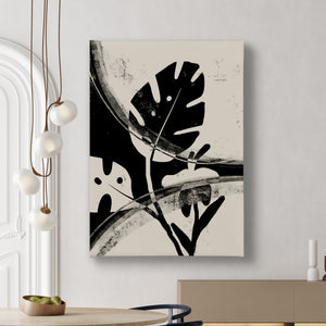 Canvas Wall Art  -  Black Monochrome Leaves
