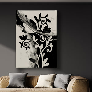 Canvas Wall Art  -  Black Monochrome Flowers