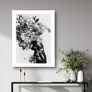 Canvas Wall Art - Black & White Flower Girl