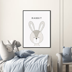 Nursery Wall Poster - Grey Rabbit