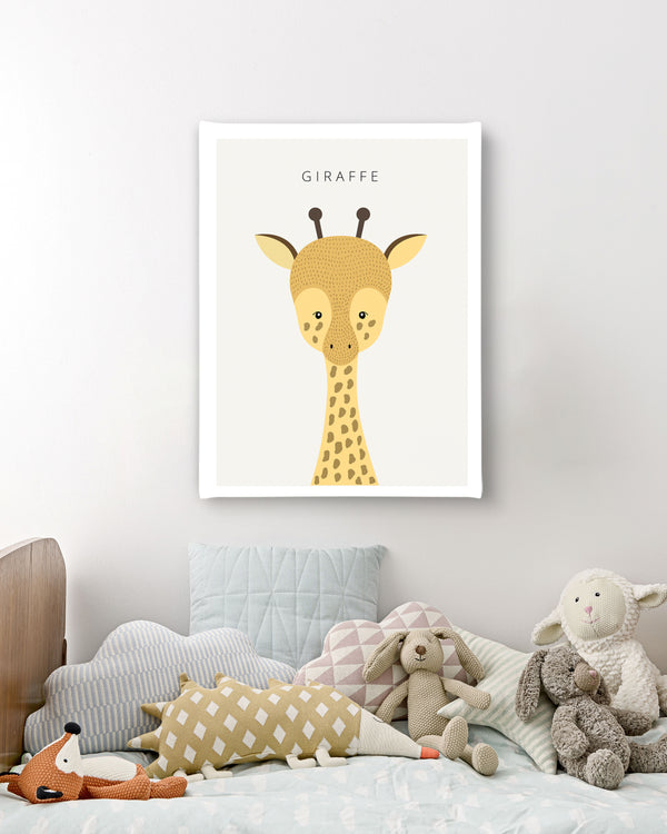 Canvas Kids Wall Art, Yellow Giraffe, Nursery Wall Poster