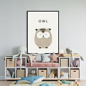 Nursery Wall Poster - Cute Owl Bird