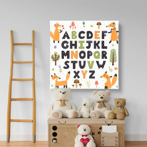 Nursery Wall Poster - Alphabet with Fox Animals