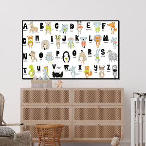 Nursery Wall Poster - English Alphabet with Animals