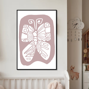 Nursery Wall Poster - Soft Pink Butterfly