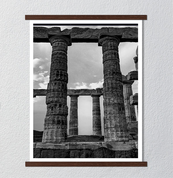 Canvas Wall Art, Black & White Greece Columns, Wall Poster