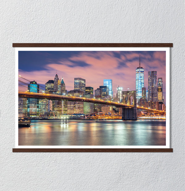 Canvas Wall Art, The Brooklyn Bridge and Skyscrapers, Wall Poster