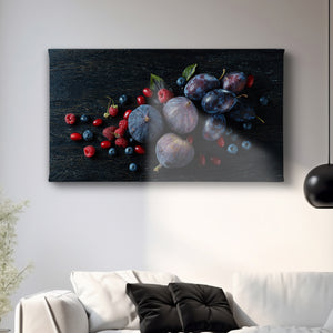 Canvas Wall Art - Wild Fig Fruits on Dark Background