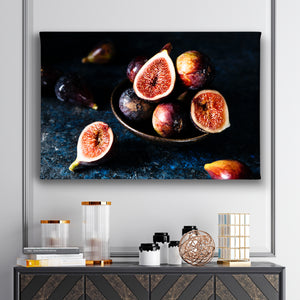 Canvas Wall Art - Wild Fig Fruits on Dark Background