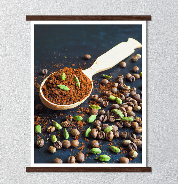 Canvas Wall Art, Ground Black Coffee and Cardamom, Wall Poster