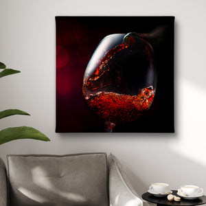 Canvas Wall Art - Red Wine Glass Wall Poster