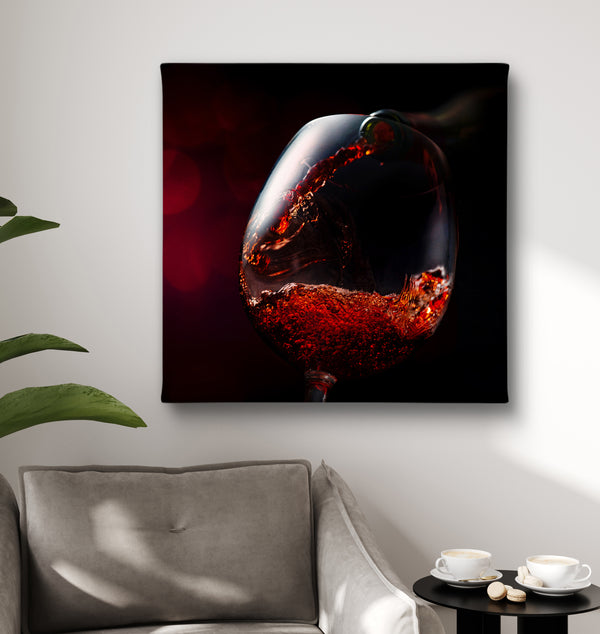 Canvas Wall Art - Red Wine Glass Wall Poster