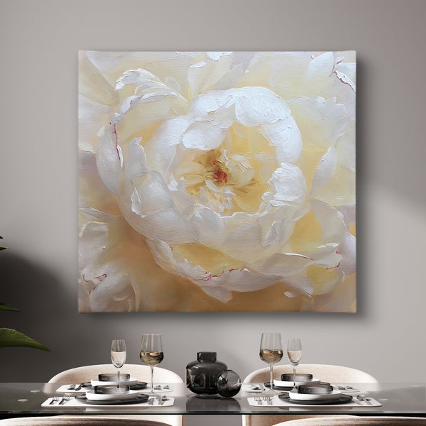 Canvas Wall Art -  White Large Peony Flower Wall Poster
