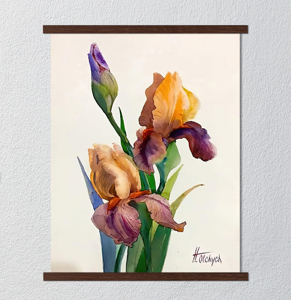 Canvas Wall Art, Colorful Iris Flower Wall Poster