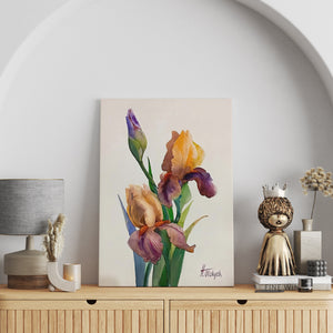 Canvas Wall Art -  Colorful Iris Flower Wall Poster