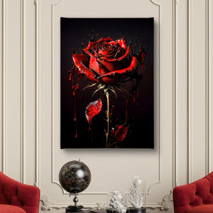 Canvas Wall Art -  Gothic Red Rose Wall Poster