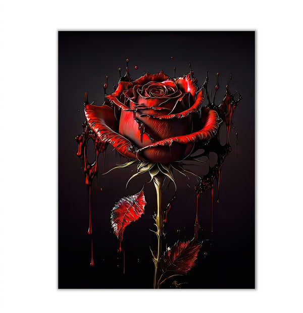 Canvas Wall Art, Gothic Red Rose Wall Poster