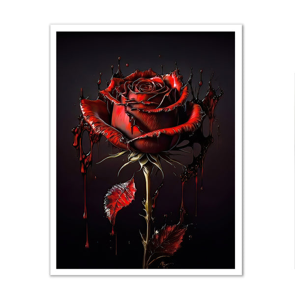 Canvas Wall Art, Gothic Red Rose Wall Poster