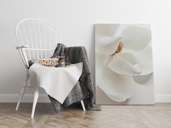 Canvas Wall Art, White Magnolia Flower Wall Poster