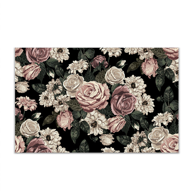Canvas Wall Art, Soft Pink & White Rose Flowers Wall Poster