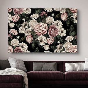 Canvas Wall Art -  Soft Pink & White Rose Flowers Wall Poster