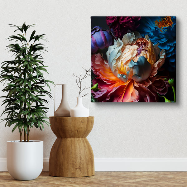 Canvas Wall Art, Multicolor Large Peony Flower Wall Poster