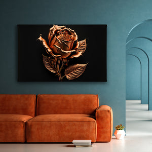 Wall Art - Gold Metallic Rose Flower Wall Poster